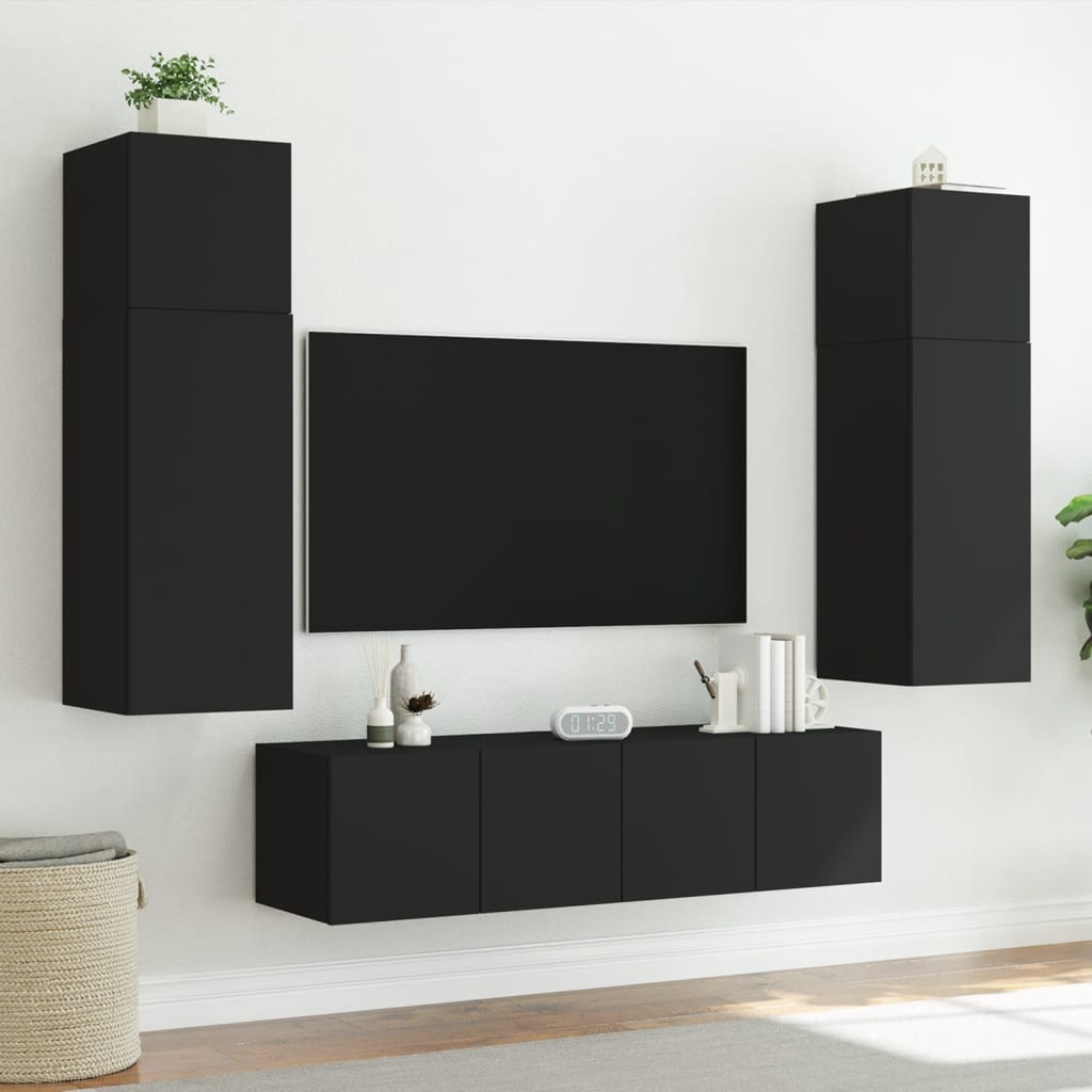 TV-Wandschrank mit LED-Leuchten Schwarz 60x35x41 cm - Pazzar.ch
