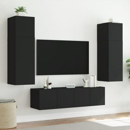 TV-Wandschrank mit LED-Leuchten Schwarz 60x35x41 cm - Pazzar.ch