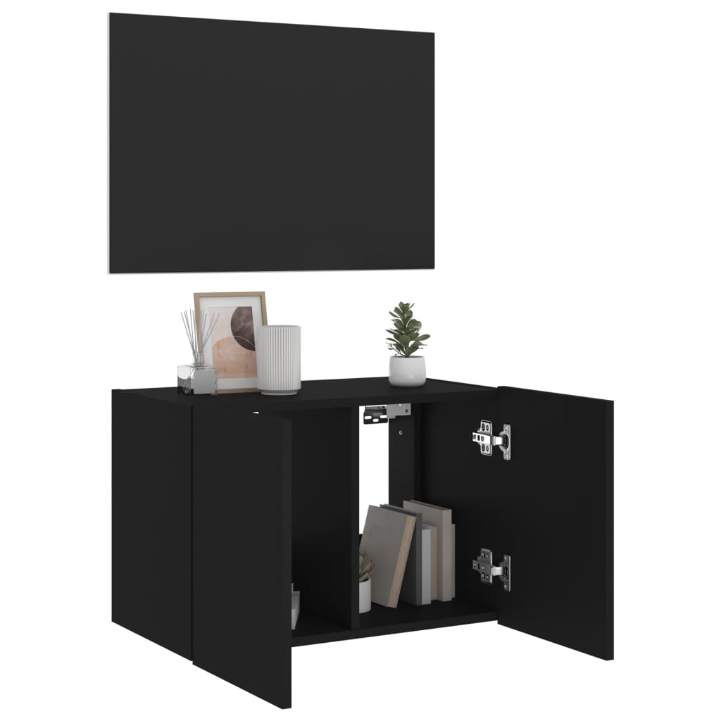 TV-Wandschrank mit LED-Leuchten Schwarz 60x35x41 cm - Pazzar.ch