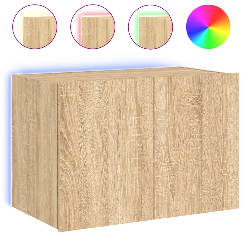 TV-Wandschrank mit LED-Leuchten Sonoma-Eiche 60x35x41 cm - Pazzar.ch