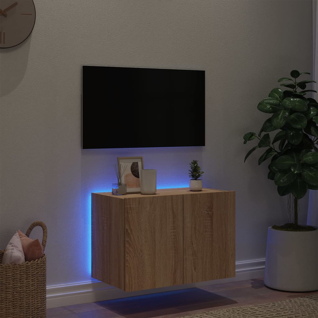 TV-Wandschrank mit LED-Leuchten Sonoma-Eiche 60x35x41 cm - Pazzar.ch