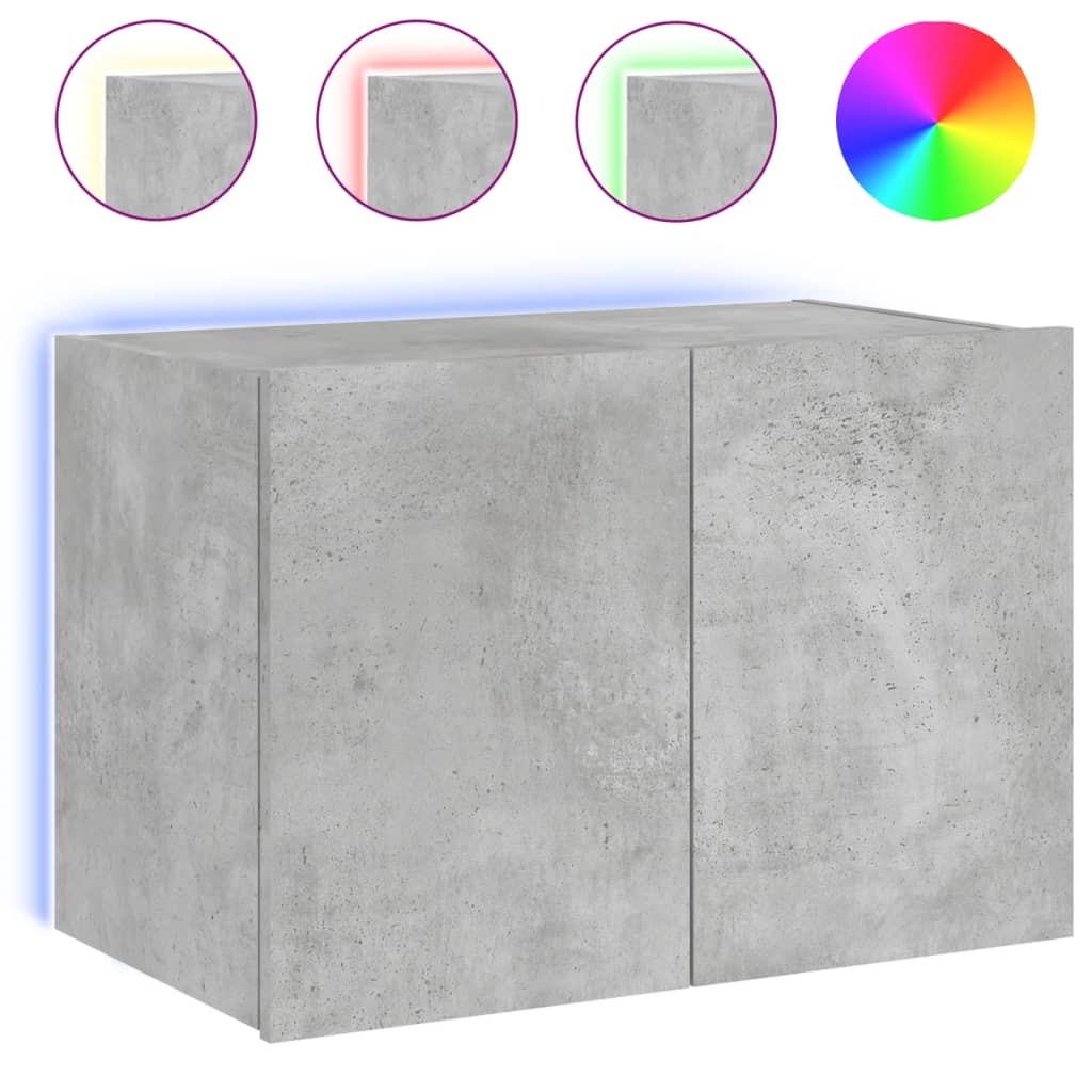 TV-Wandschrank mit LED-Leuchten Betongrau 60x35x41 cm - Pazzar.ch