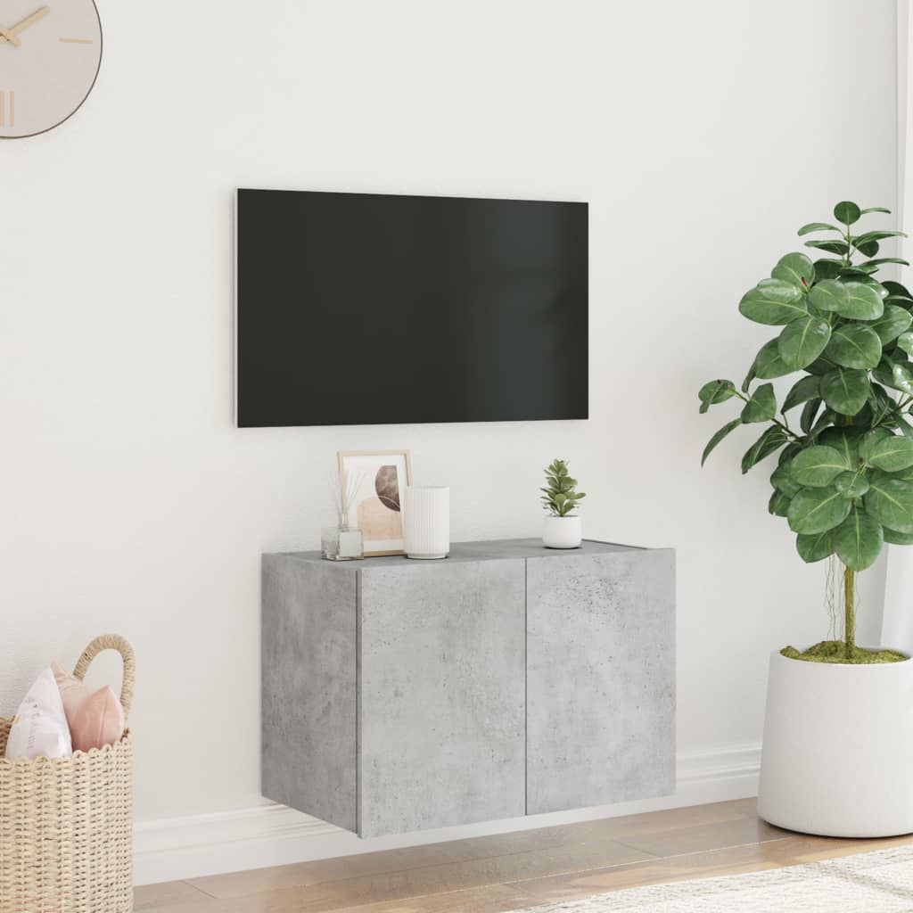 TV-Wandschrank mit LED-Leuchten Betongrau 60x35x41 cm - Pazzar.ch