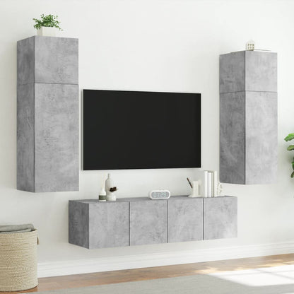 TV-Wandschrank mit LED-Leuchten Betongrau 60x35x41 cm - Pazzar.ch