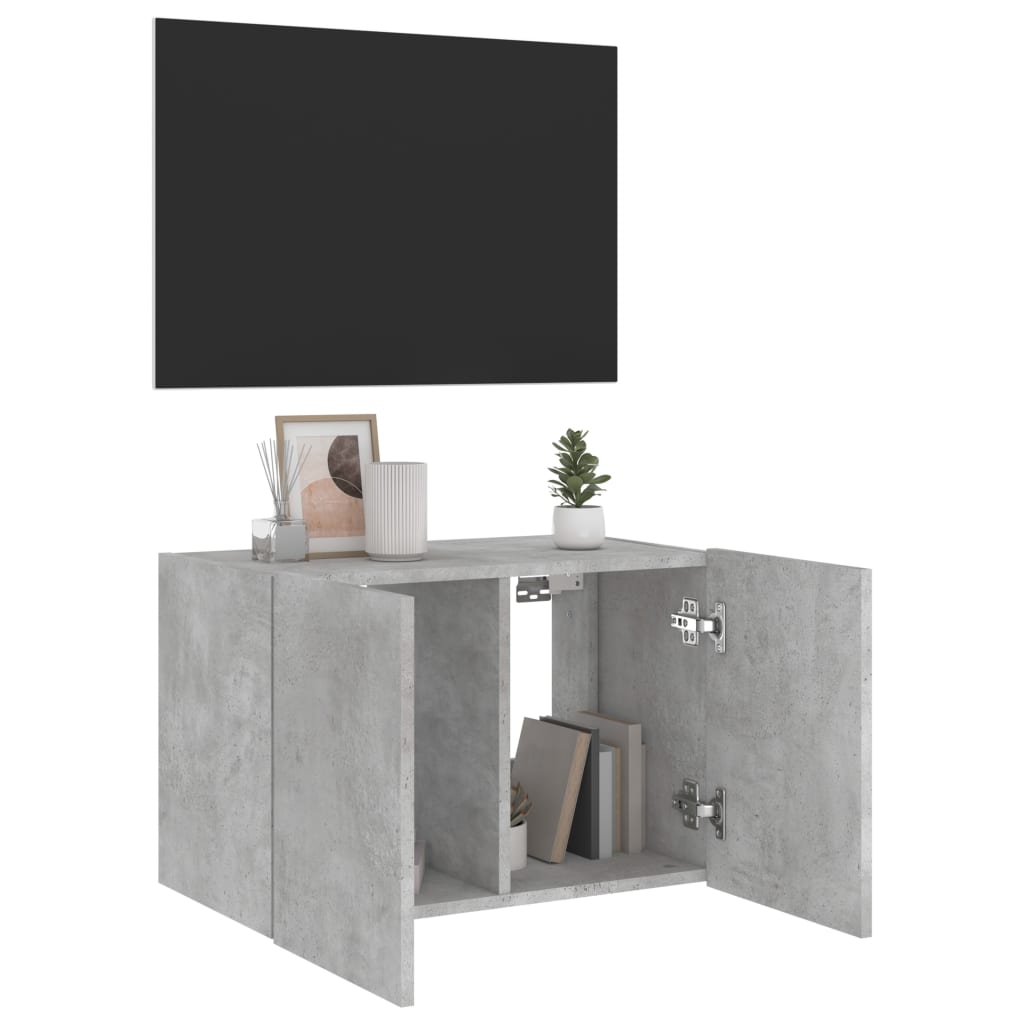 TV-Wandschrank mit LED-Leuchten Betongrau 60x35x41 cm - Pazzar.ch