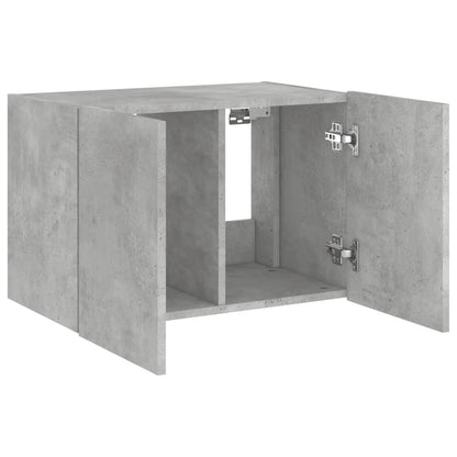 TV-Wandschrank mit LED-Leuchten Betongrau 60x35x41 cm - Pazzar.ch