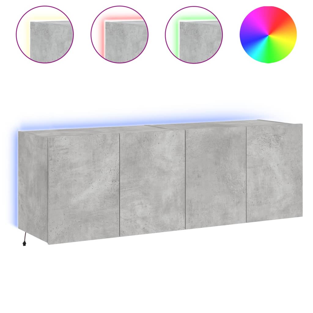 TV-Wandschränke mit LED-Leuchten 2 Stk. Betongrau 60x35x41 cm - Pazzar.ch