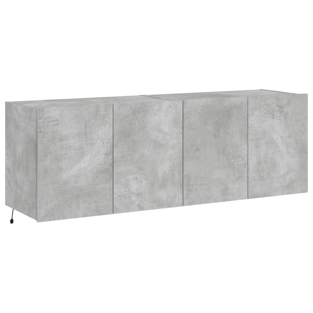 TV-Wandschränke mit LED-Leuchten 2 Stk. Betongrau 60x35x41 cm - Pazzar.ch