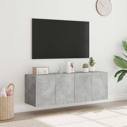 TV-Wandschränke mit LED-Leuchten 2 Stk. Betongrau 60x35x41 cm - Pazzar.ch