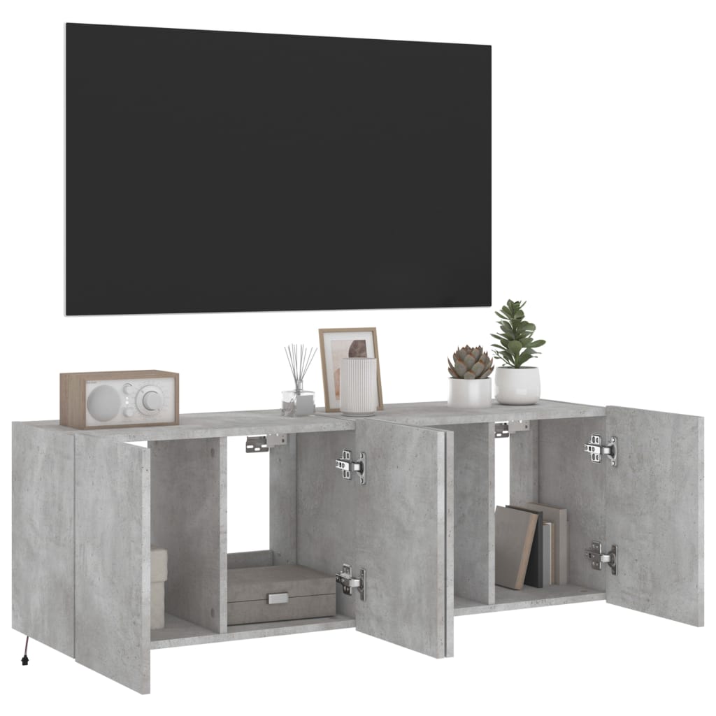 TV-Wandschränke mit LED-Leuchten 2 Stk. Betongrau 60x35x41 cm - Pazzar.ch