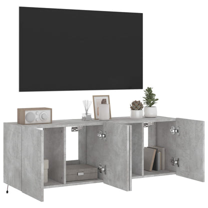 TV-Wandschränke mit LED-Leuchten 2 Stk. Betongrau 60x35x41 cm - Pazzar.ch