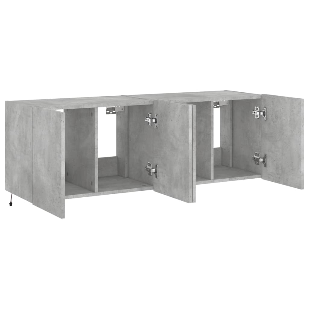 TV-Wandschränke mit LED-Leuchten 2 Stk. Betongrau 60x35x41 cm - Pazzar.ch