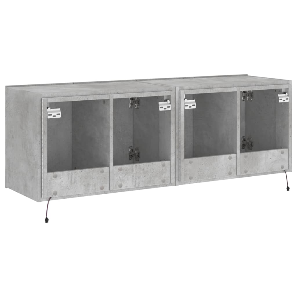 TV-Wandschränke mit LED-Leuchten 2 Stk. Betongrau 60x35x41 cm - Pazzar.ch
