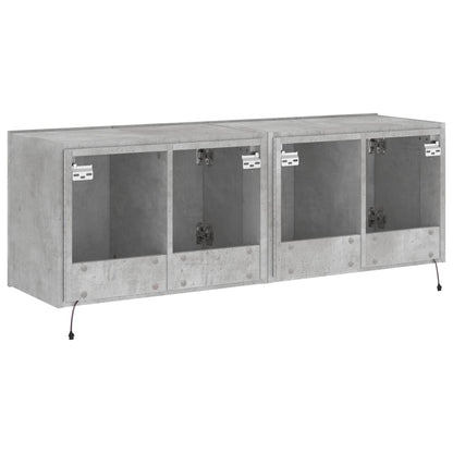 TV-Wandschränke mit LED-Leuchten 2 Stk. Betongrau 60x35x41 cm - Pazzar.ch