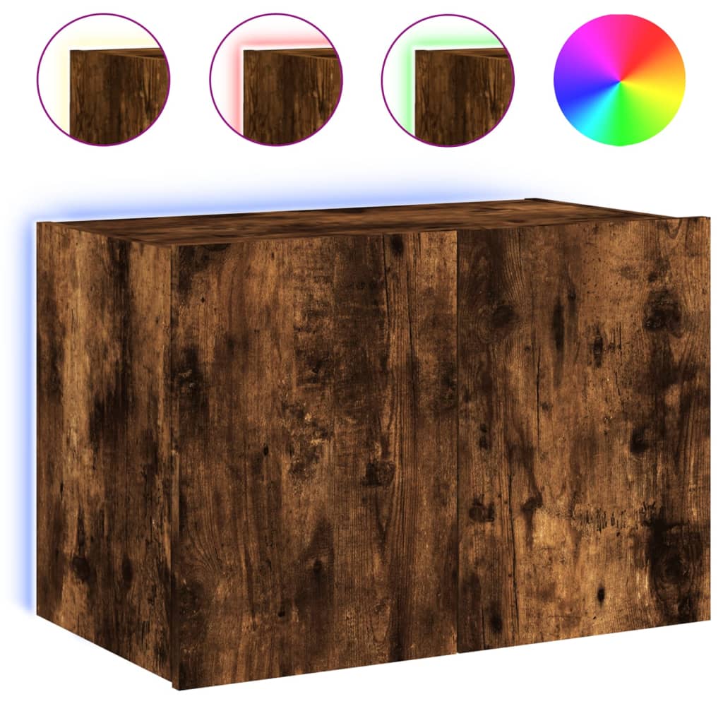 TV-Wandschrank mit LED-Leuchten Räuchereiche 60x35x41 cm - Pazzar.ch