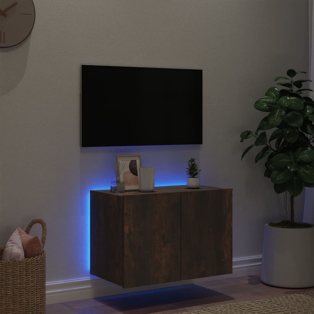 TV-Wandschrank mit LED-Leuchten Räuchereiche 60x35x41 cm - Pazzar.ch