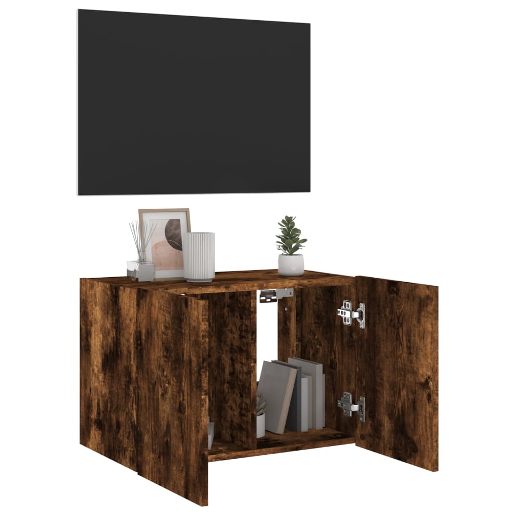 TV-Wandschrank mit LED-Leuchten Räuchereiche 60x35x41 cm - Pazzar.ch