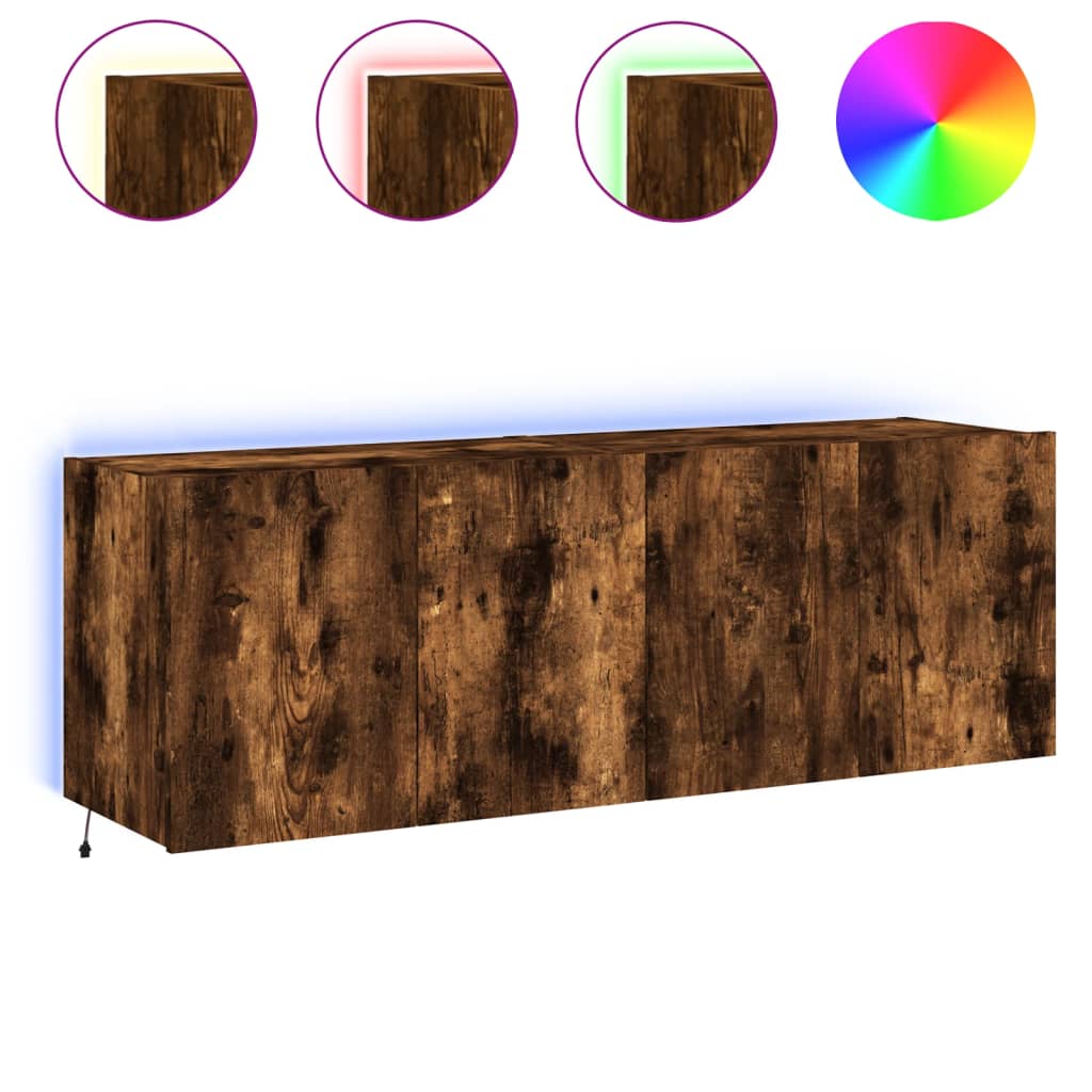 TV-Wandschränke mit LED-Leuchten 2 Stk. Räuchereiche 60x35x41cm - Pazzar.ch