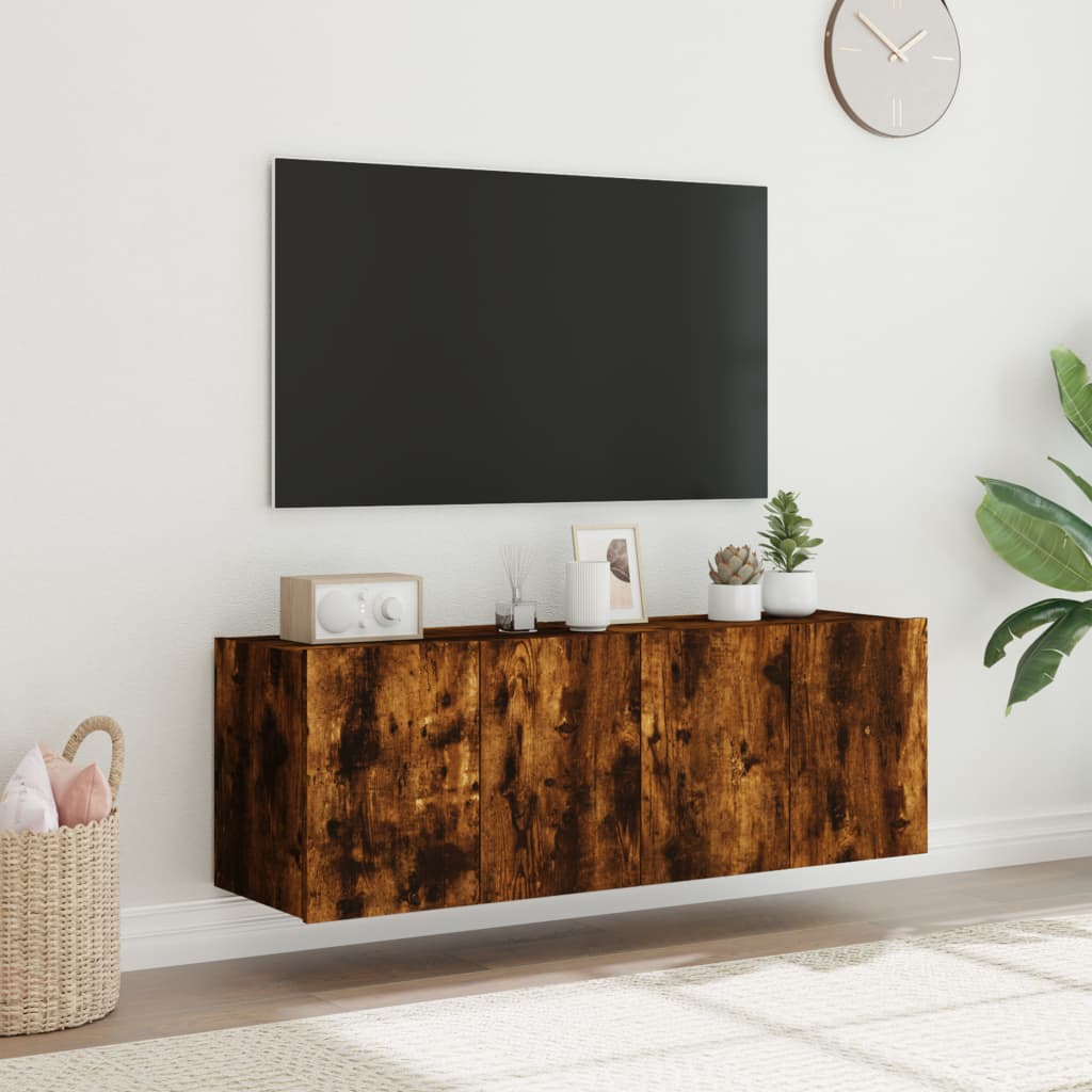 TV-Wandschränke mit LED-Leuchten 2 Stk. Räuchereiche 60x35x41cm - Pazzar.ch