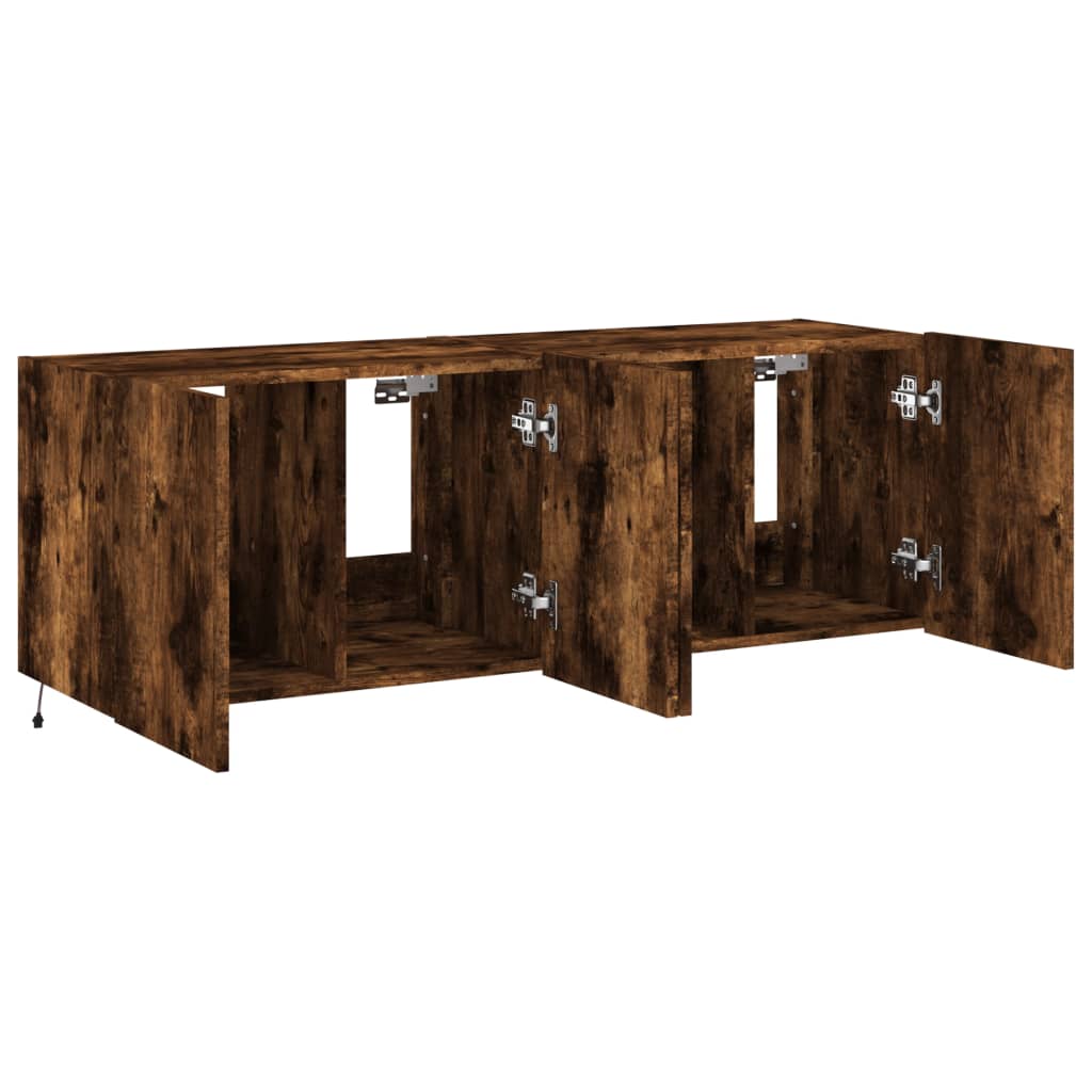 TV-Wandschränke mit LED-Leuchten 2 Stk. Räuchereiche 60x35x41cm - Pazzar.ch