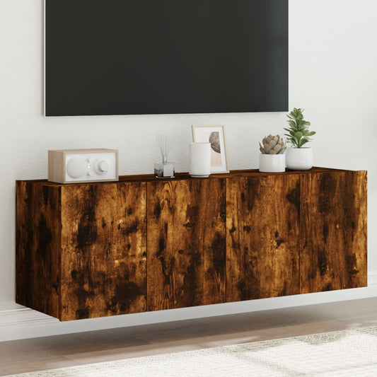 TV-Wandschränke mit LED-Leuchten 2 Stk. Räuchereiche 60x35x41cm - Pazzar.ch
