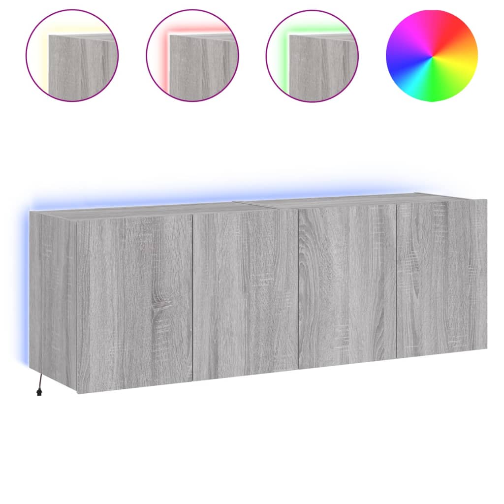 TV-Wandschränke mit LED-Leuchten 2 Stk. Grau Sonoma 60x35x41 cm - Pazzar.ch