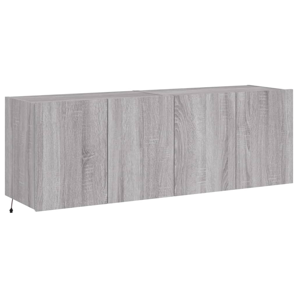 TV-Wandschränke mit LED-Leuchten 2 Stk. Grau Sonoma 60x35x41 cm - Pazzar.ch