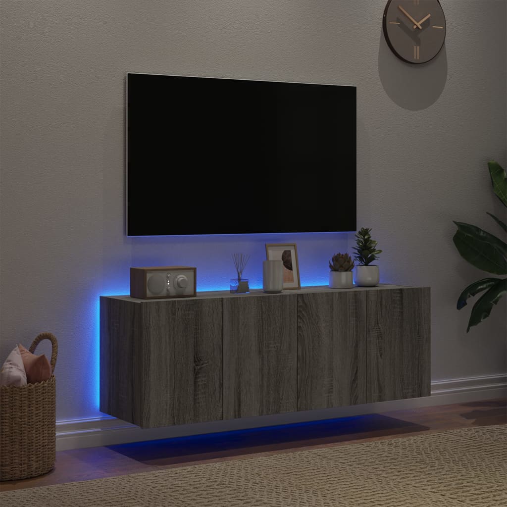 TV-Wandschränke mit LED-Leuchten 2 Stk. Grau Sonoma 60x35x41 cm - Pazzar.ch
