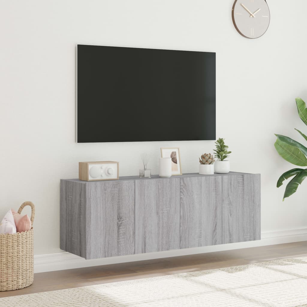 TV-Wandschränke mit LED-Leuchten 2 Stk. Grau Sonoma 60x35x41 cm - Pazzar.ch