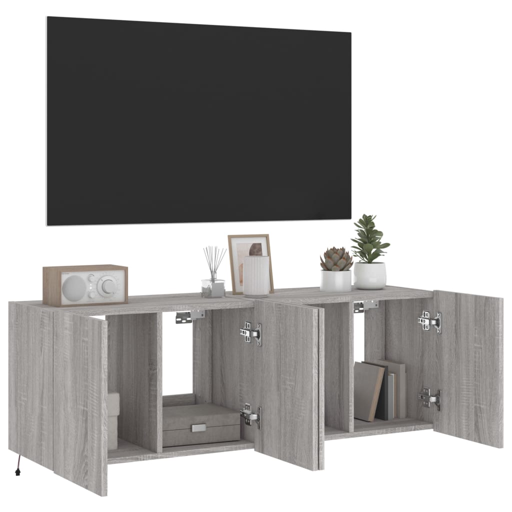 TV-Wandschränke mit LED-Leuchten 2 Stk. Grau Sonoma 60x35x41 cm - Pazzar.ch