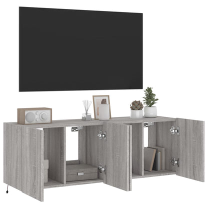 TV-Wandschränke mit LED-Leuchten 2 Stk. Grau Sonoma 60x35x41 cm - Pazzar.ch