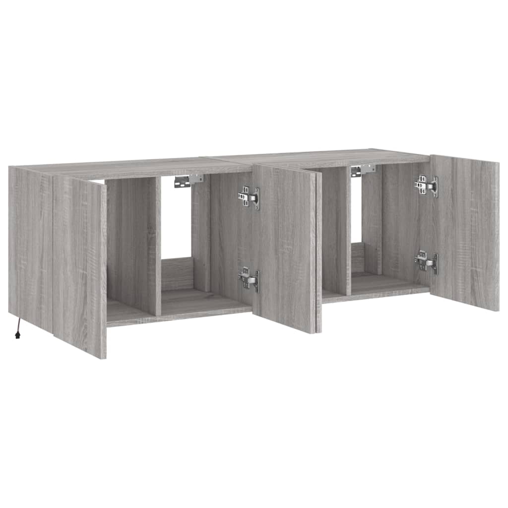 TV-Wandschränke mit LED-Leuchten 2 Stk. Grau Sonoma 60x35x41 cm - Pazzar.ch