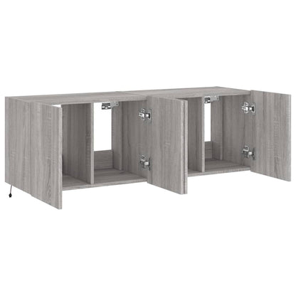 TV-Wandschränke mit LED-Leuchten 2 Stk. Grau Sonoma 60x35x41 cm - Pazzar.ch