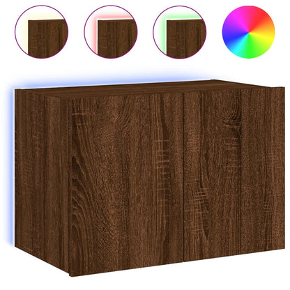 TV-Wandschrank mit LED-Leuchten Braun Eichen-Optik 60x35x41 cm - Pazzar.ch