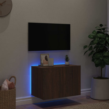 TV-Wandschrank mit LED-Leuchten Braun Eichen-Optik 60x35x41 cm - Pazzar.ch