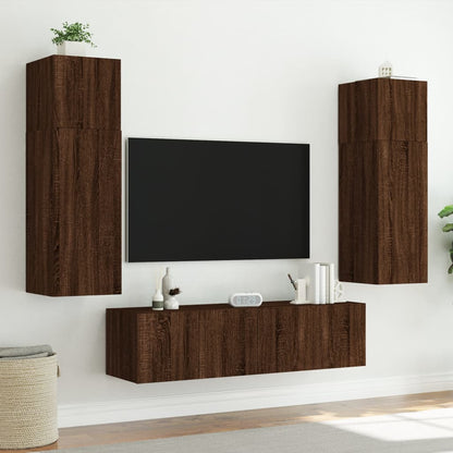 TV-Wandschrank mit LED-Leuchten Braun Eichen-Optik 60x35x41 cm - Pazzar.ch