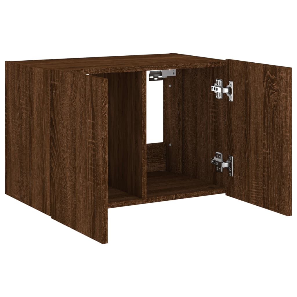 TV-Wandschrank mit LED-Leuchten Braun Eichen-Optik 60x35x41 cm - Pazzar.ch