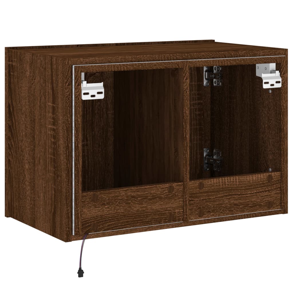 TV-Wandschrank mit LED-Leuchten Braun Eichen-Optik 60x35x41 cm - Pazzar.ch