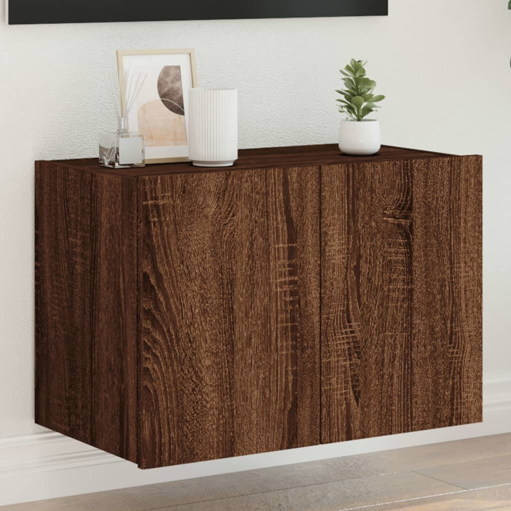 TV-Wandschrank mit LED-Leuchten Braun Eichen-Optik 60x35x41 cm - Pazzar.ch
