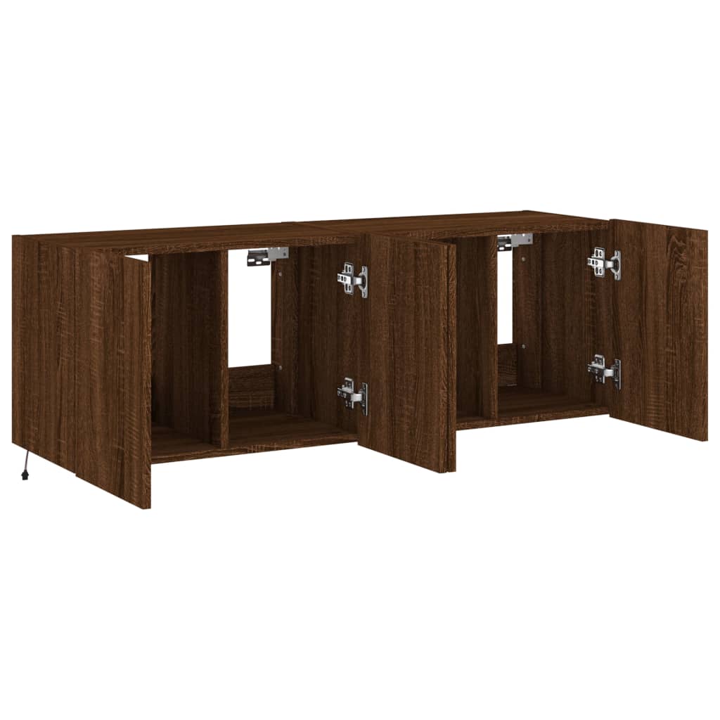 TV-Wandschränke mit LED-Leuchten 2 Stk. Braun Eichen-Optik - Pazzar.ch