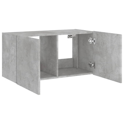 TV-Wandschrank mit LED-Leuchten Betongrau 80x35x41 cm - Pazzar.ch