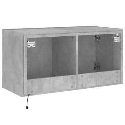 TV-Wandschrank mit LED-Leuchten Betongrau 80x35x41 cm - Pazzar.ch