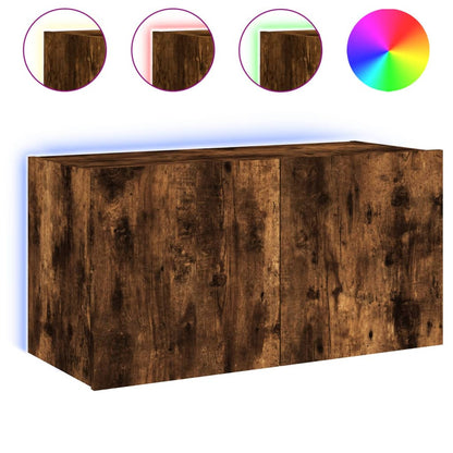 TV-Wandschrank mit LED-Leuchten Räuchereiche 80x35x41 cm - Pazzar.ch