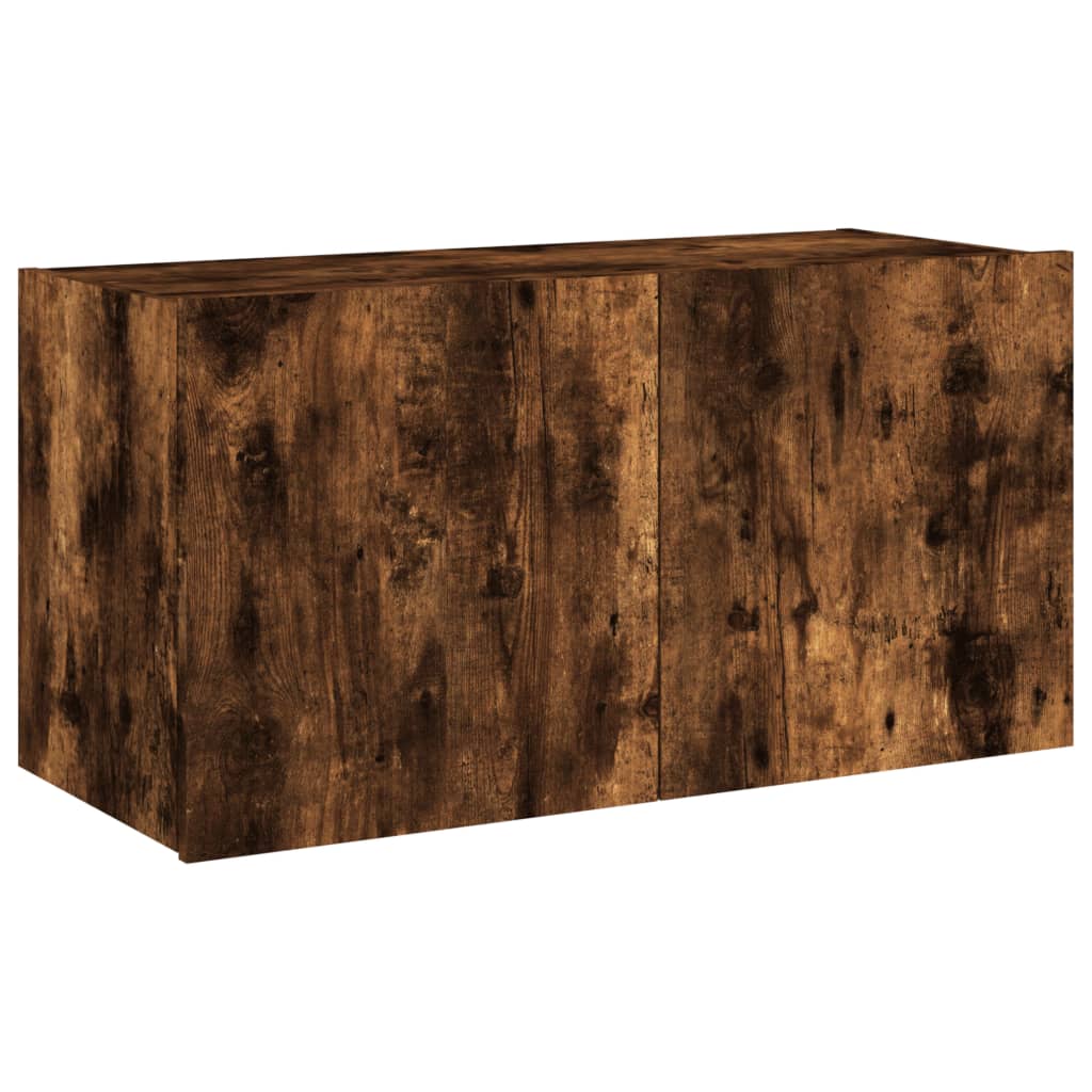 TV-Wandschrank mit LED-Leuchten Räuchereiche 80x35x41 cm - Pazzar.ch