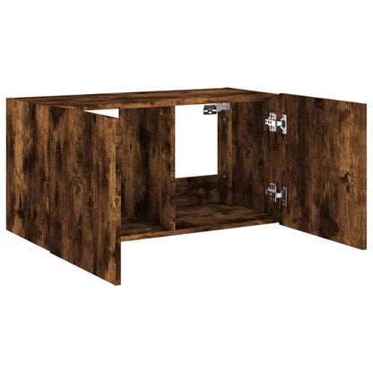 TV-Wandschrank mit LED-Leuchten Räuchereiche 80x35x41 cm - Pazzar.ch
