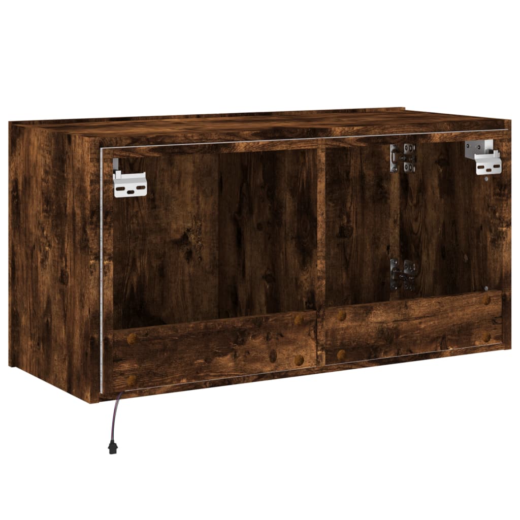 TV-Wandschrank mit LED-Leuchten Räuchereiche 80x35x41 cm - Pazzar.ch