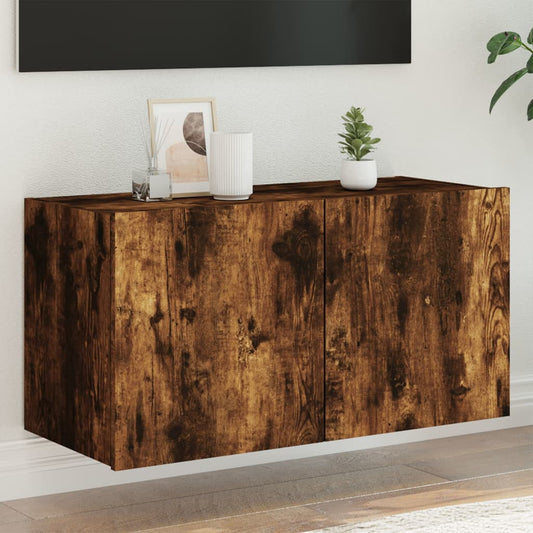 TV-Wandschrank mit LED-Leuchten Räuchereiche 80x35x41 cm - Pazzar.ch