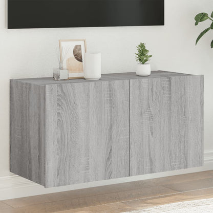 TV-Wandschrank mit LED-Leuchten Grau Sonoma 80x35x41 cm - Pazzar.ch