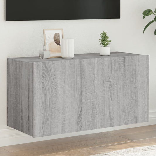 TV-Wandschrank mit LED-Leuchten Grau Sonoma 80x35x41 cm - Pazzar.ch