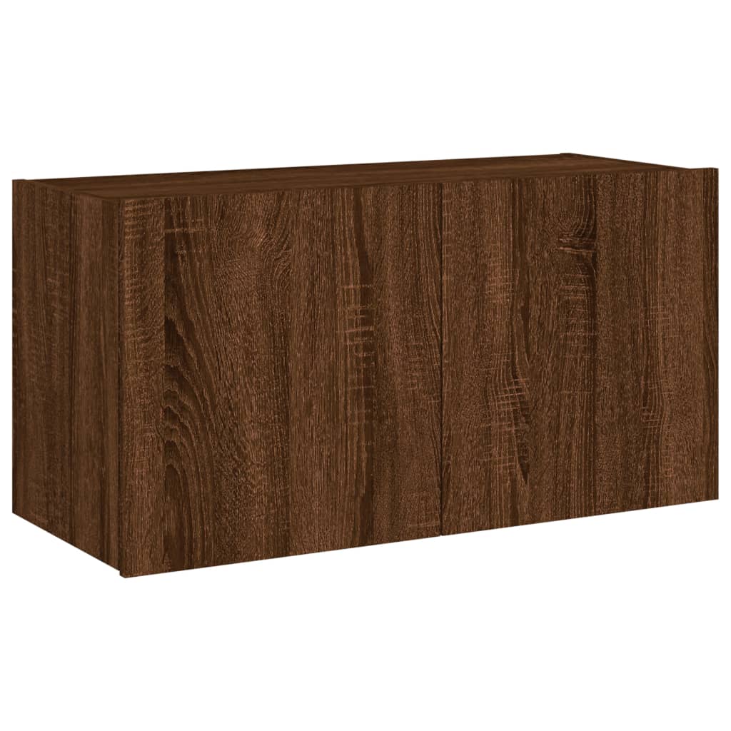 TV-Wandschrank mit LED-Leuchten Braun Eichen-Optik 80x35x41 cm - Pazzar.ch